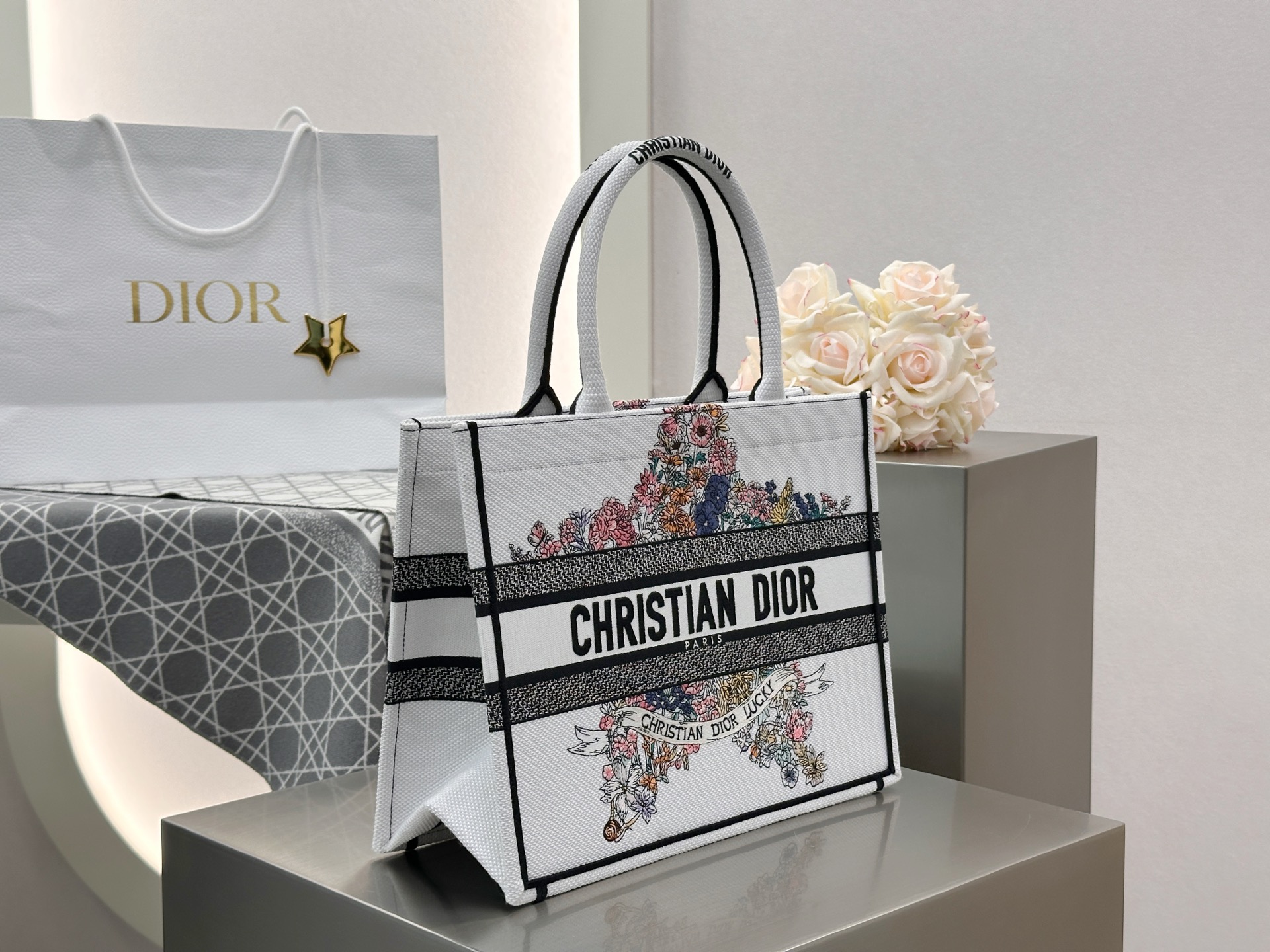 𝗗𝗶𝗼𝗿𝐢𝐯𝐢𝐞𝐫𝐚 𝗕𝗼𝗼𝗸 𝗧𝗼𝘁𝗲 中号托特❗最新款的𝐵𝑜𝑜𝑘 𝑡𝑜𝑡𝑒首发！！幸运星花卉托特中号