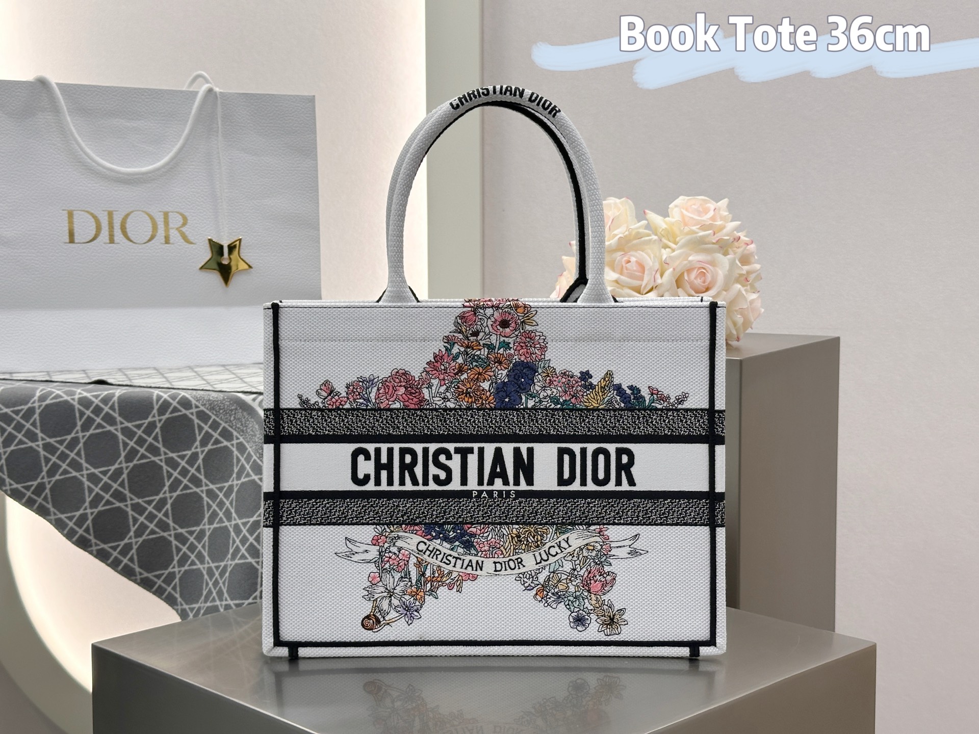 𝗗𝗶𝗼𝗿𝐢𝐯𝐢𝐞𝐫𝐚 𝗕𝗼𝗼𝗸 𝗧𝗼𝘁𝗲 中号托特❗最新款的𝐵𝑜𝑜𝑘 𝑡𝑜𝑡𝑒首发！！幸运星花卉托特中号