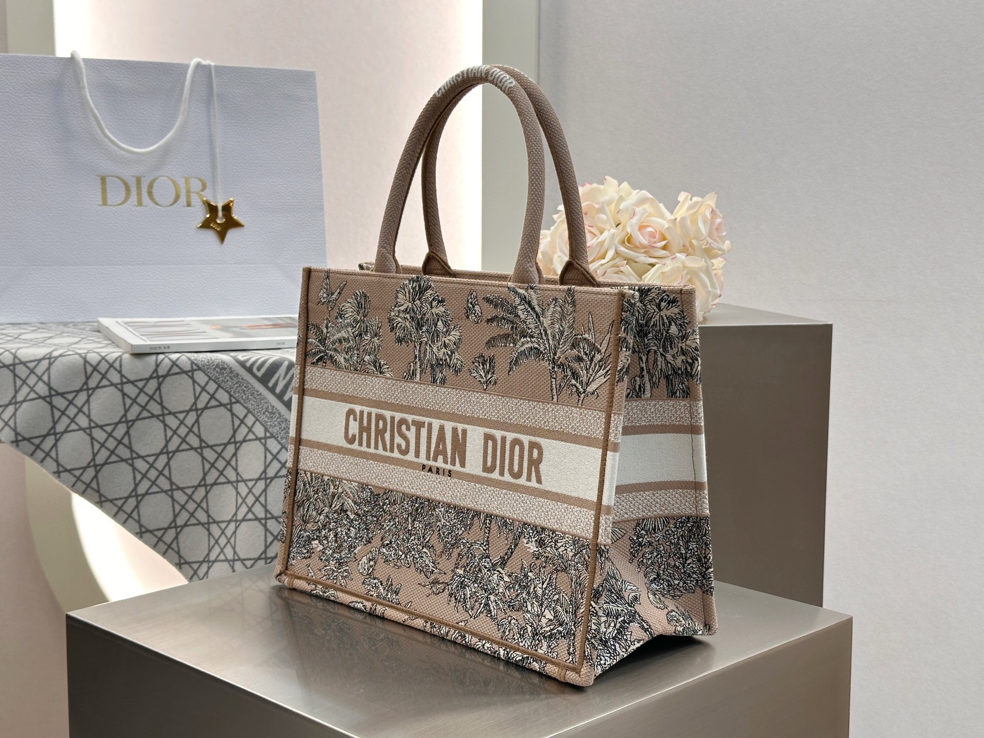 𝗗𝗶𝗼𝗿𝐢𝐯𝐢𝐞𝐫𝐚 𝗕𝗼𝗼𝗸 𝗧𝗼𝘁𝗲 中号托特❗最新款的𝐵𝑜𝑜𝑘 𝑡𝑜𝑡𝑒首发！！奶茶色椰子树🌴托特