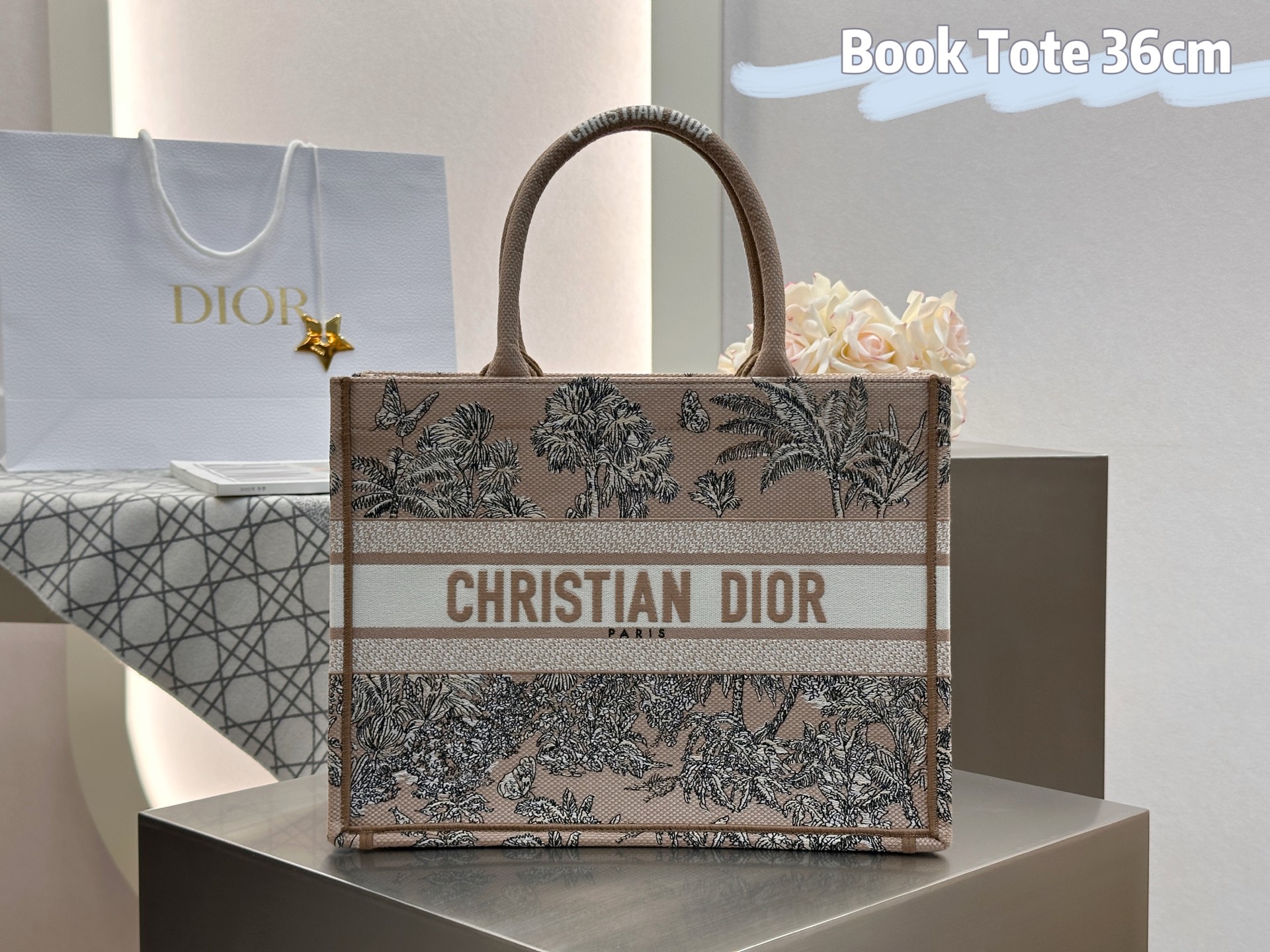 𝗗𝗶𝗼𝗿𝐢𝐯𝐢𝐞𝐫𝐚 𝗕𝗼𝗼𝗸 𝗧𝗼𝘁𝗲 中号托特❗最新款的𝐵𝑜𝑜𝑘 𝑡𝑜𝑡𝑒首发！！奶茶色椰子树🌴托特