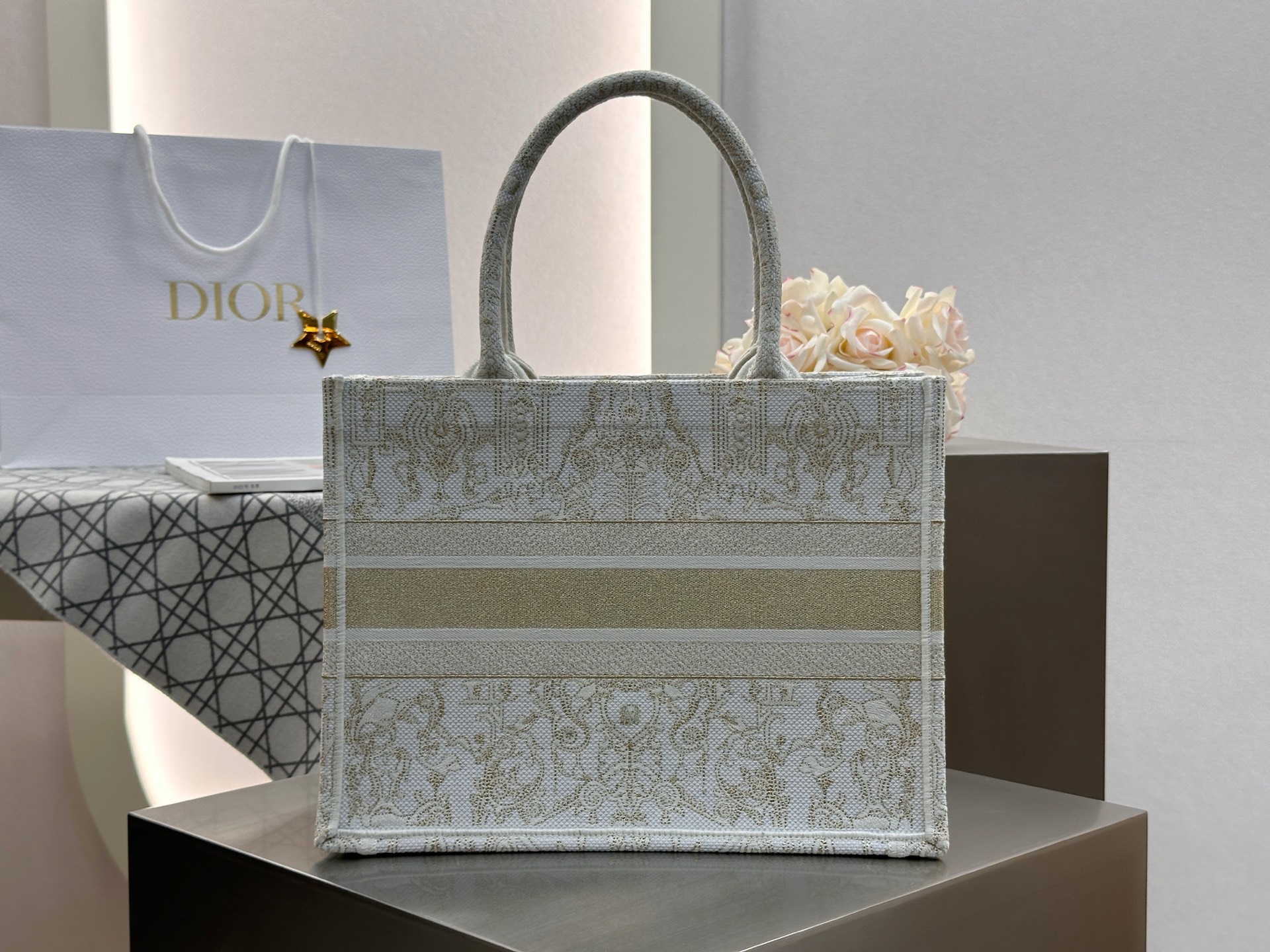 𝗗𝗶𝗼𝗿 𝗕𝗼𝗼𝗸 𝗧𝗼𝘁𝗲 中号托特❗最新款的𝐵𝑜𝑜𝑘 𝑡𝑜𝑡𝑒首发！！金色星星白金现货🔥美惨了！星光