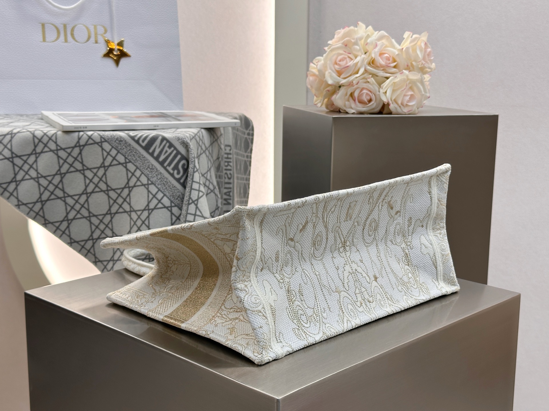 𝗗𝗶𝗼𝗿 𝗕𝗼𝗼𝗸 𝗧𝗼𝘁𝗲 中号托特❗最新款的𝐵𝑜𝑜𝑘 𝑡𝑜𝑡𝑒首发！！金色星星白金现货🔥美惨了！星光