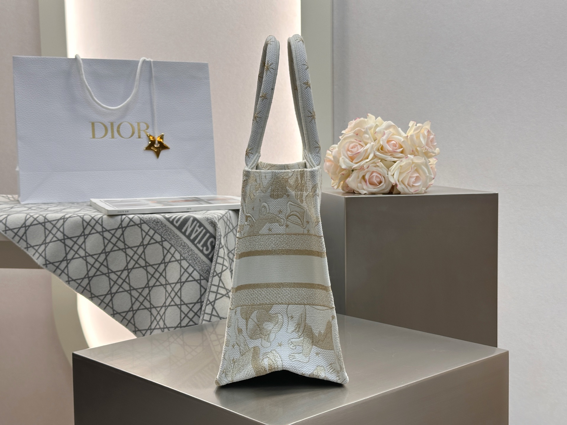 𝗗𝗶𝗼𝗿 𝗕𝗼𝗼𝗸 𝗧𝗼𝘁𝗲 新款中号托特❗最新款的𝐵𝑜𝑜𝑘 𝑡𝑜𝑡𝑒首发！！白金动物中号现货🔥太美了！