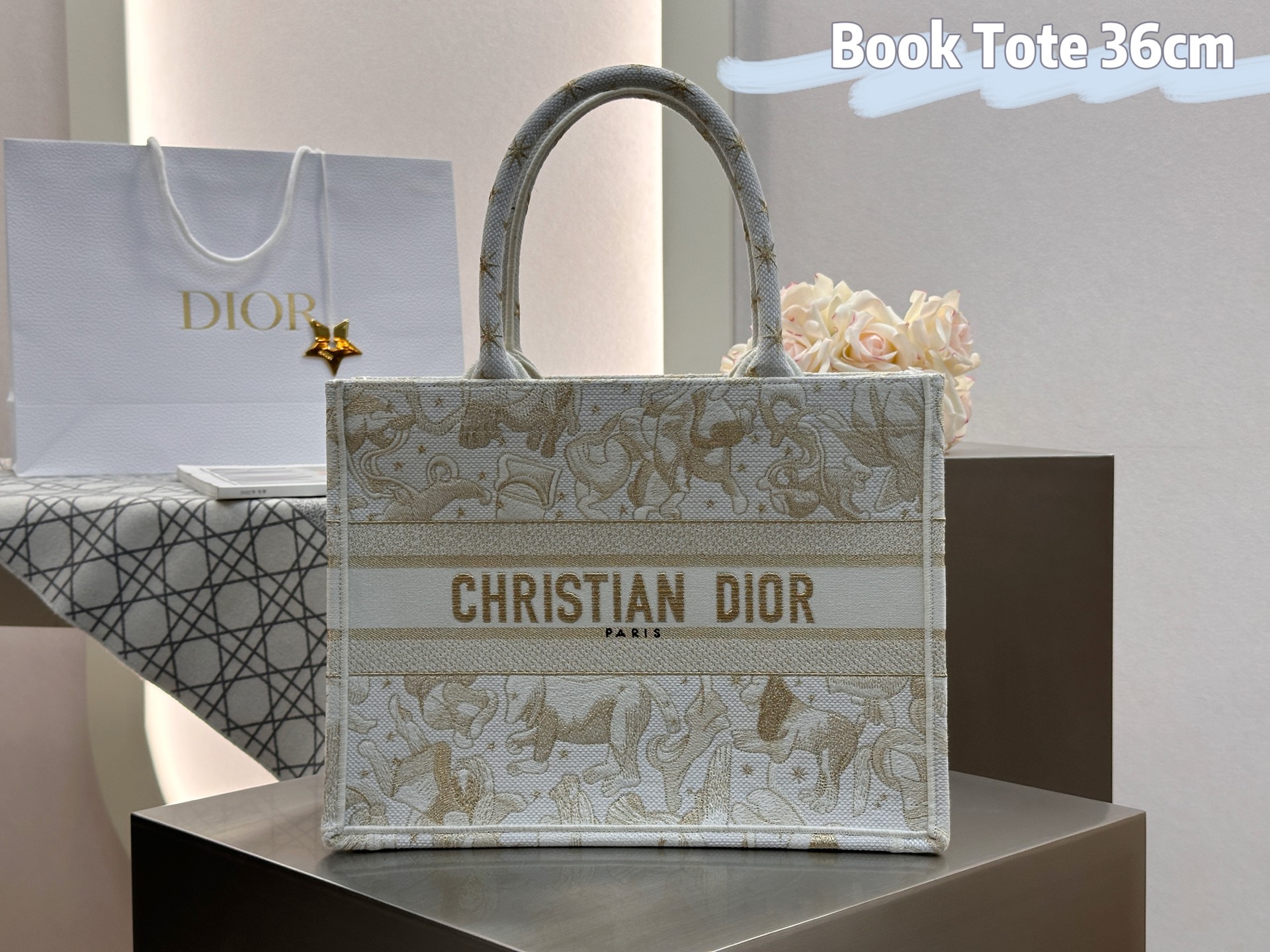 𝗗𝗶𝗼𝗿 𝗕𝗼𝗼𝗸 𝗧𝗼𝘁𝗲 新款中号托特❗最新款的𝐵𝑜𝑜𝑘 𝑡𝑜𝑡𝑒首发！！白金动物中号现货🔥太美了！