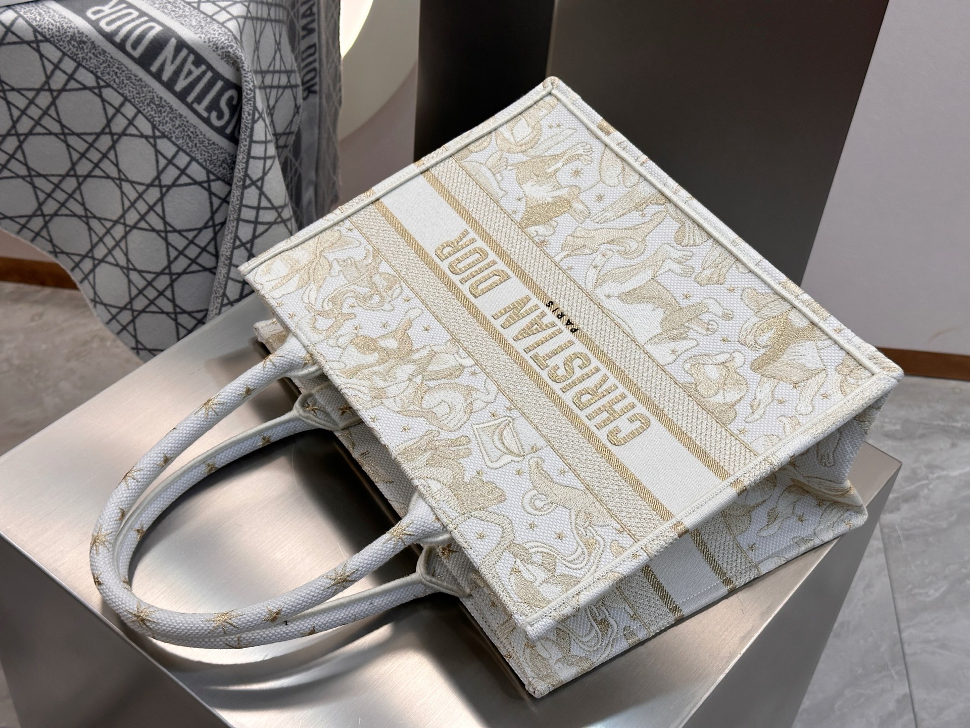 𝗗𝗶𝗼𝗿 𝗕𝗼𝗼𝗸 𝗧𝗼𝘁𝗲 新款中号托特❗最新款的𝐵𝑜𝑜𝑘 𝑡𝑜𝑡𝑒首发！！白金动物中号现货🔥太美了！