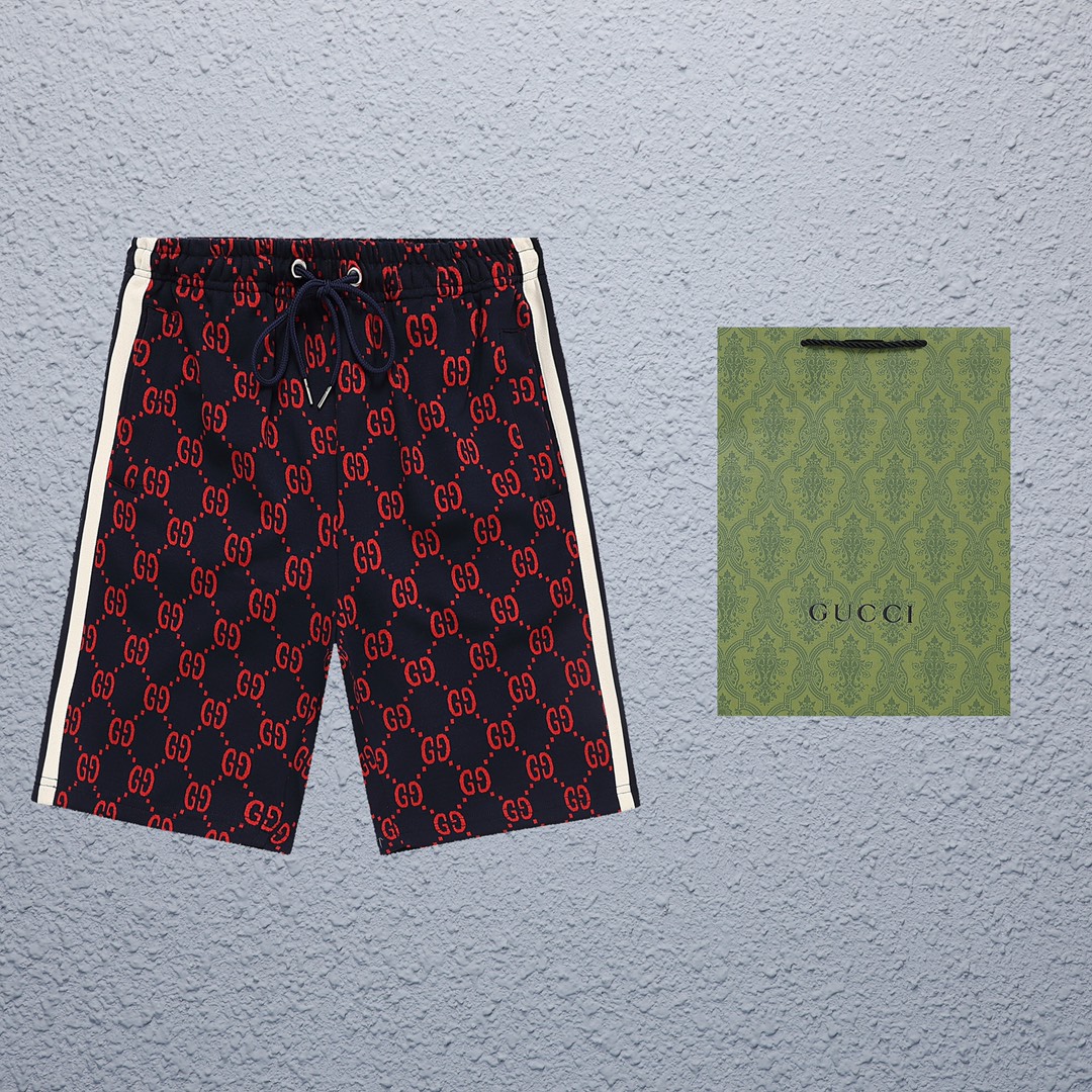 (Versión superior, diferente de la calidad común) Estilo: Pantalones cortos Gucci clásicos con estampado completo y cin…