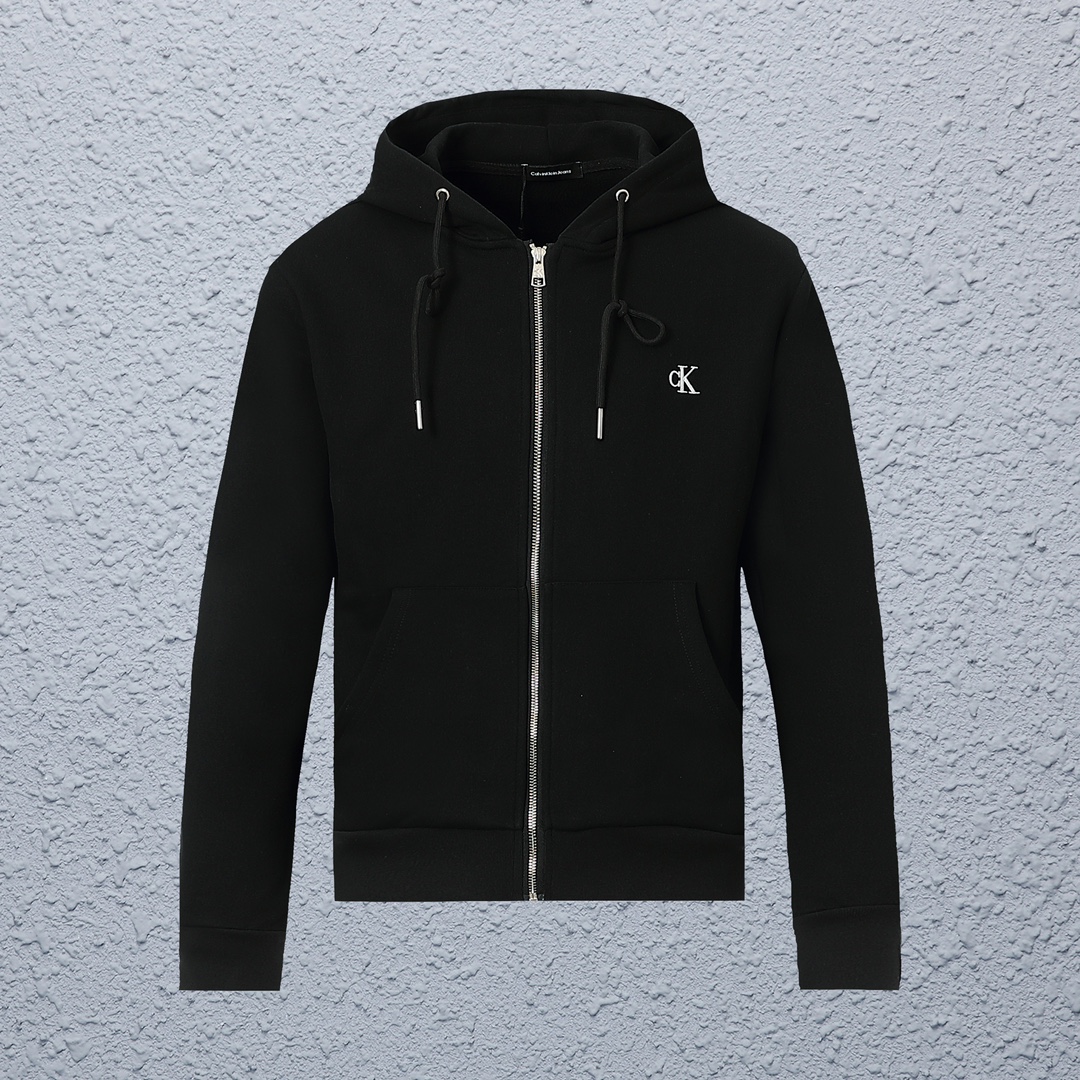 “CJCR CK Small Embroidery Hoodie Jacket in Picture Color, Custom Cotton Fabric, Unisex, S-XL”