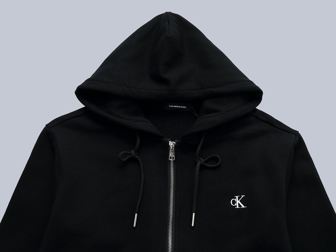 “CJCR CK Small Embroidery Hoodie Jacket in Picture Color, Custom Cotton Fabric, Unisex, S-XL” - 图片 3