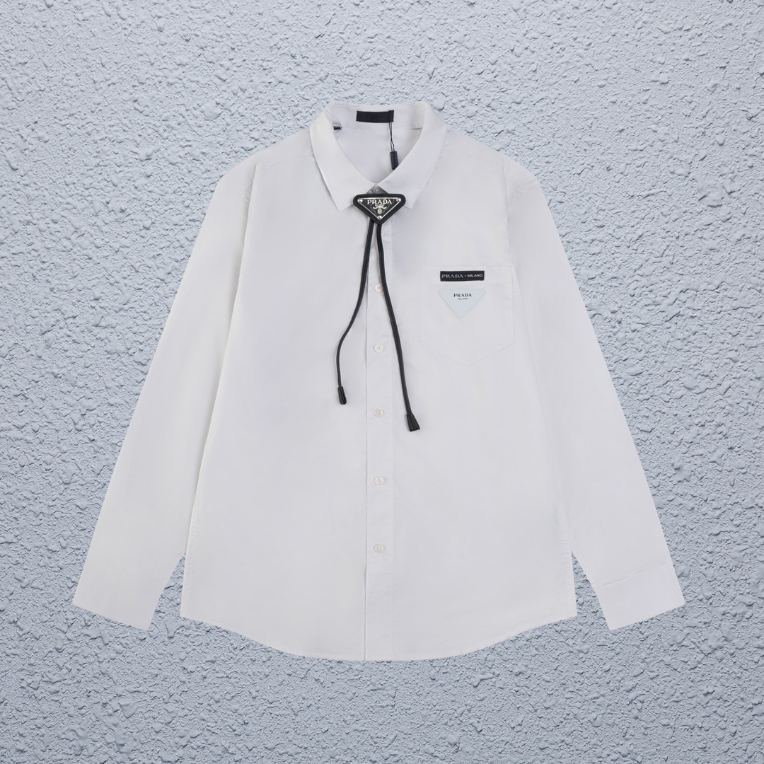 Prada Tie Long Sleeve Shirt Set in Various Sizes and Colors, Gender-Neutral Option - 图片 1