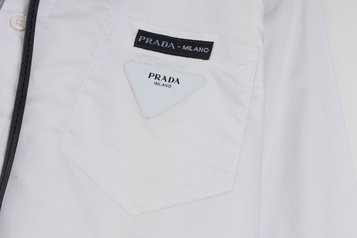 Prada Tie Long Sleeve Shirt Set in Various Sizes and Colors, Gender-Neutral Option - 图片 5