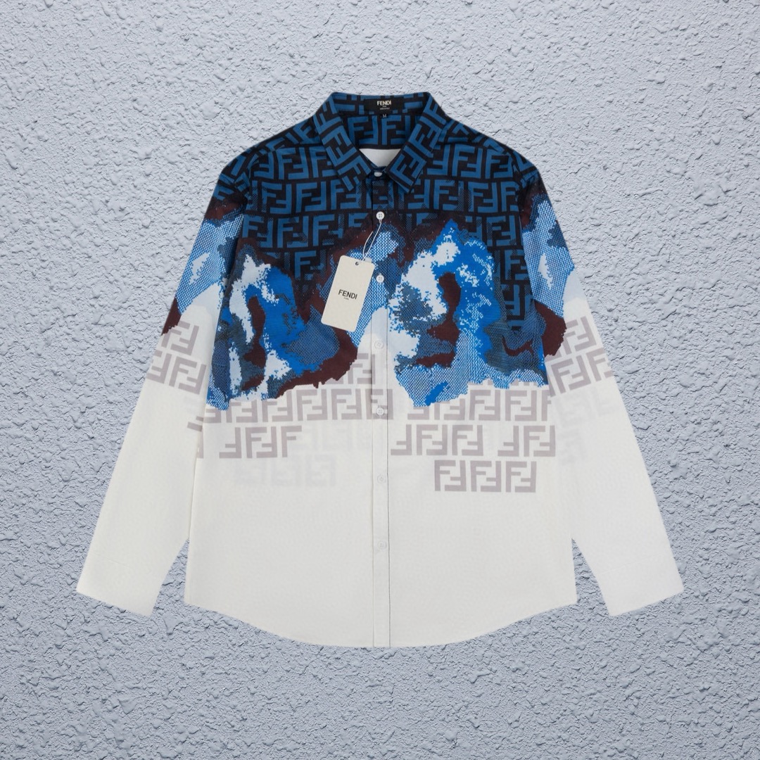 “CJCR Top Version Long Sleeve Shirt by FENDI, Unisex Custom Design in Picture Color”