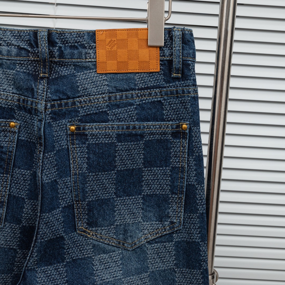 Louis Vuitton 款式：路易威登LV棋盘格做旧牛仔长裤