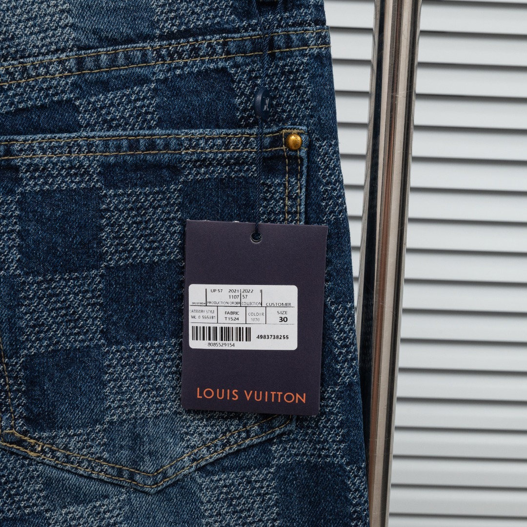 Louis Vuitton 款式：路易威登LV棋盘格做旧牛仔长裤