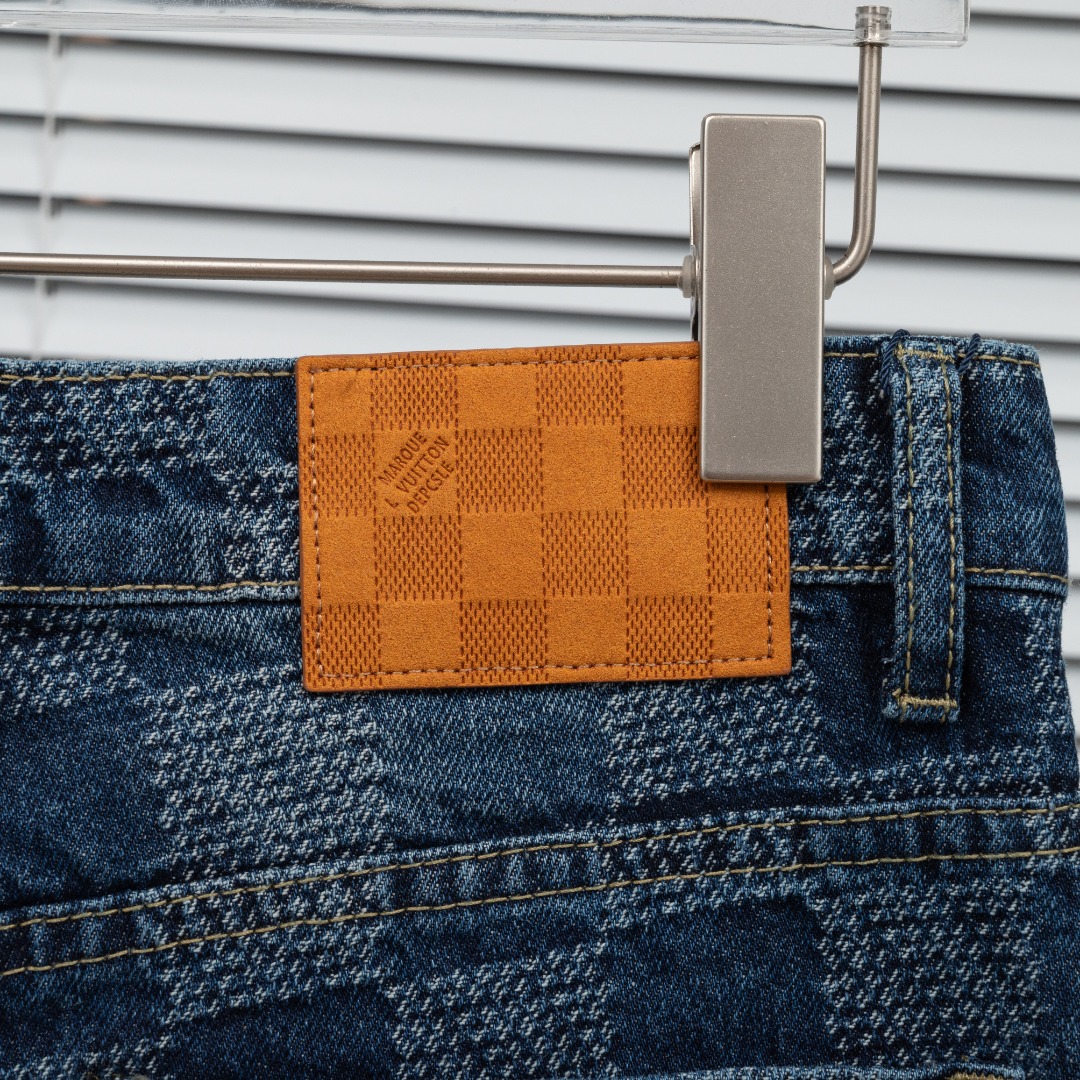 Louis Vuitton 款式：路易威登LV棋盘格做旧牛仔长裤