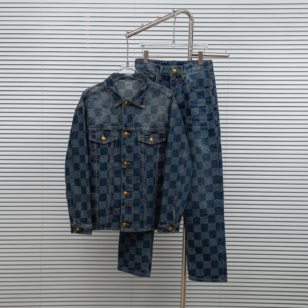 Louis Vuitton 款式：路易威登LV棋盘格做旧牛仔长裤