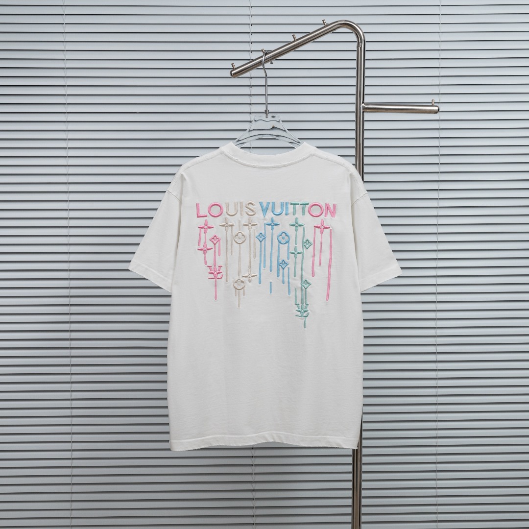 Louis Vuitton 款式：路易威登LV破洞彩色渐变溶解刺绣工艺短袖