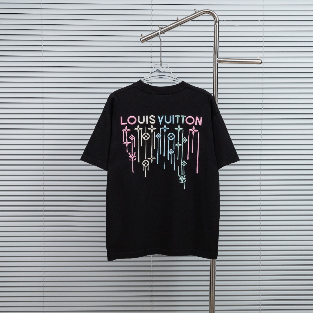 Louis Vuitton 款式：路易威登LV破洞彩色渐变溶解刺绣工艺短袖