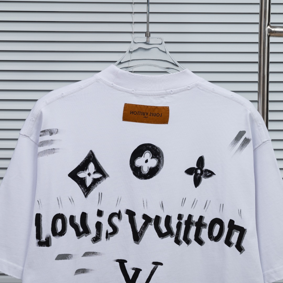 Louis Vuitton 款式：路易威登LV破洞手绘涂鸦工艺短袖