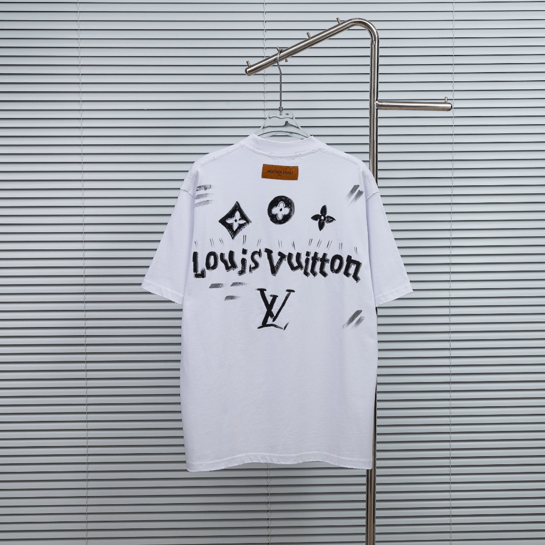 Louis Vuitton 款式：路易威登LV破洞手绘涂鸦工艺短袖