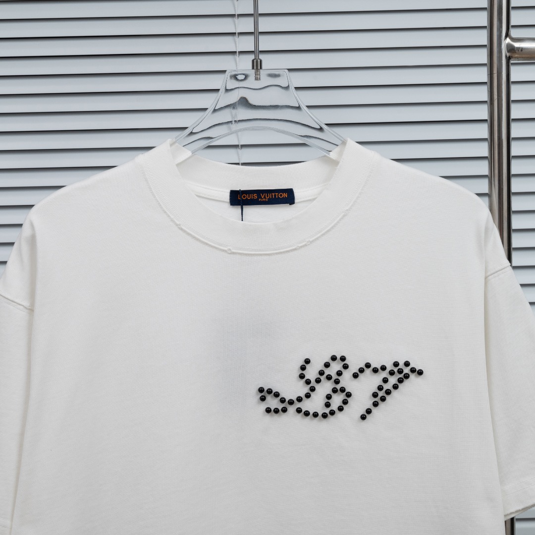 Louis Vuitton 款式：路易威登LV破洞手工珍珠工艺短袖