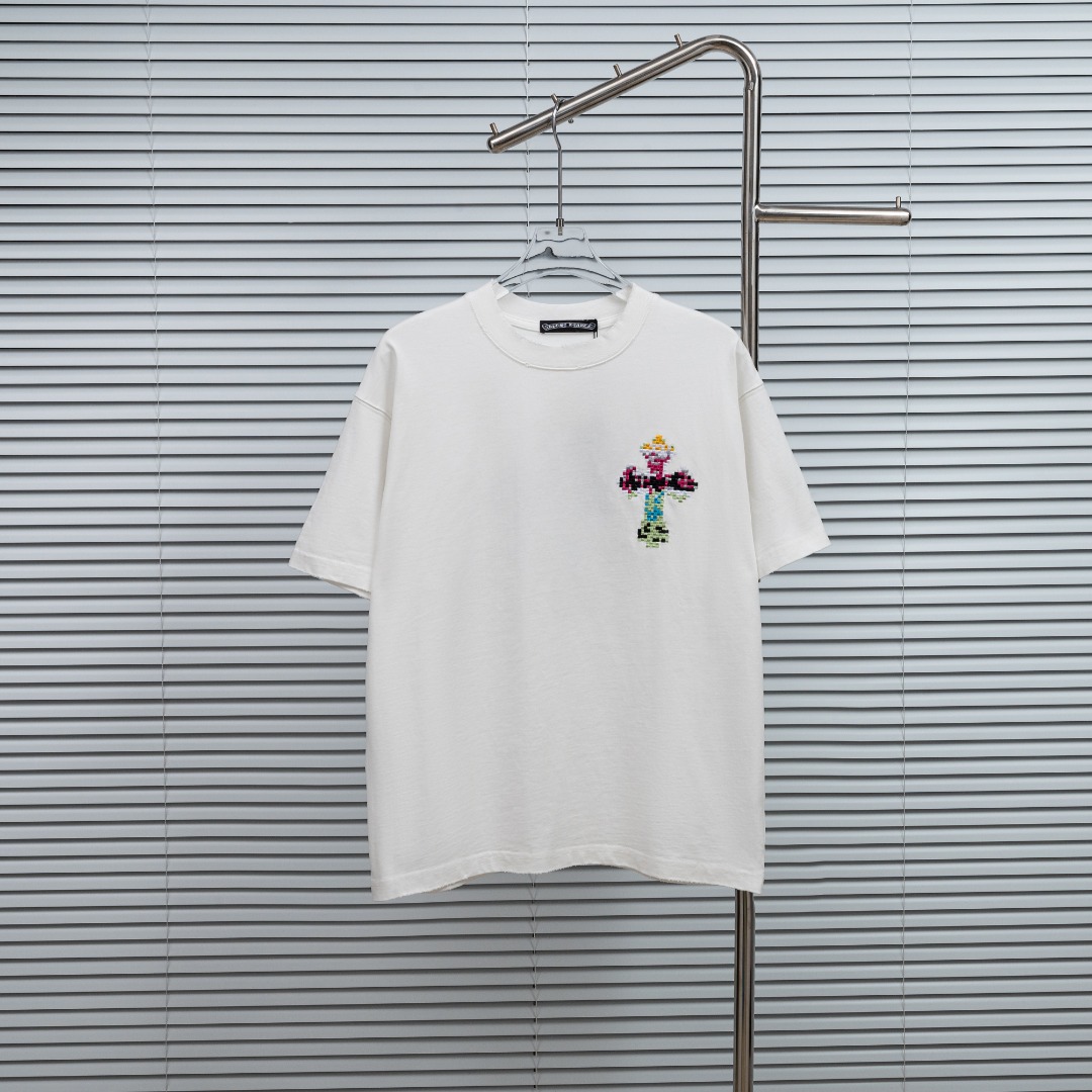 Chrome Hearts 款式：克罗心CH十字刺绣马赛克多色十字架工艺短袖