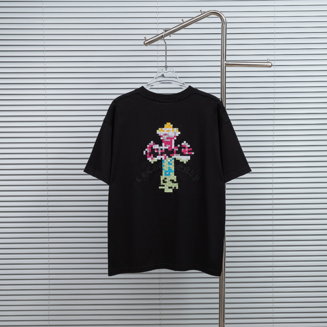 Chrome Hearts 款式：克罗心CH十字刺绣马赛克多色十字架工艺短袖