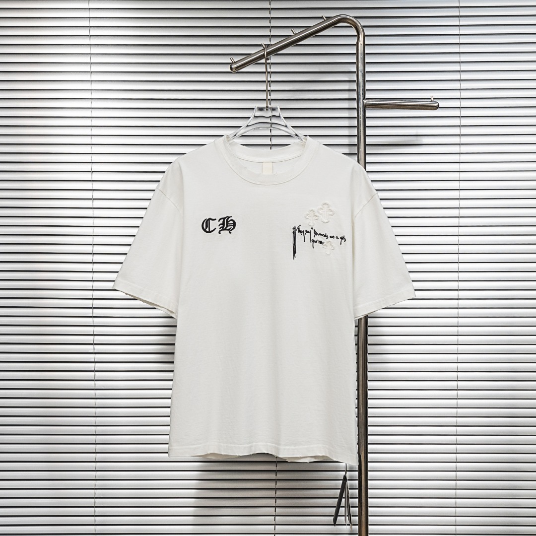 Chrome Hearts 款式：克罗心CH做旧破洞贴布刺绣工艺短袖