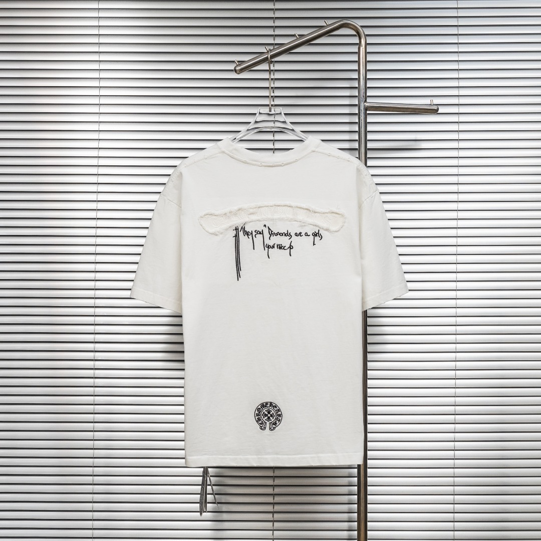 Chrome Hearts 款式：克罗心CH做旧破洞贴布刺绣工艺短袖