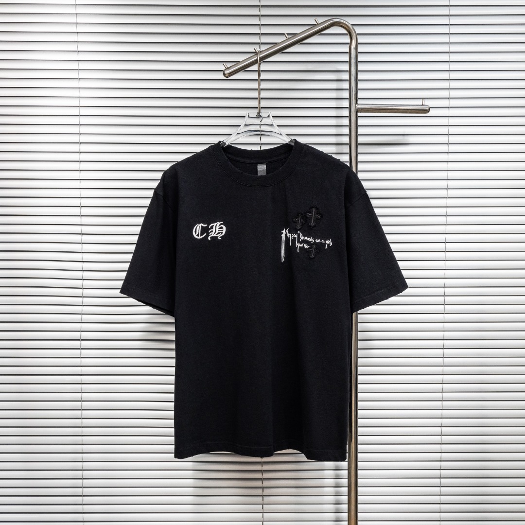 Chrome Hearts 款式：克罗心CH做旧破洞贴布刺绣工艺短袖