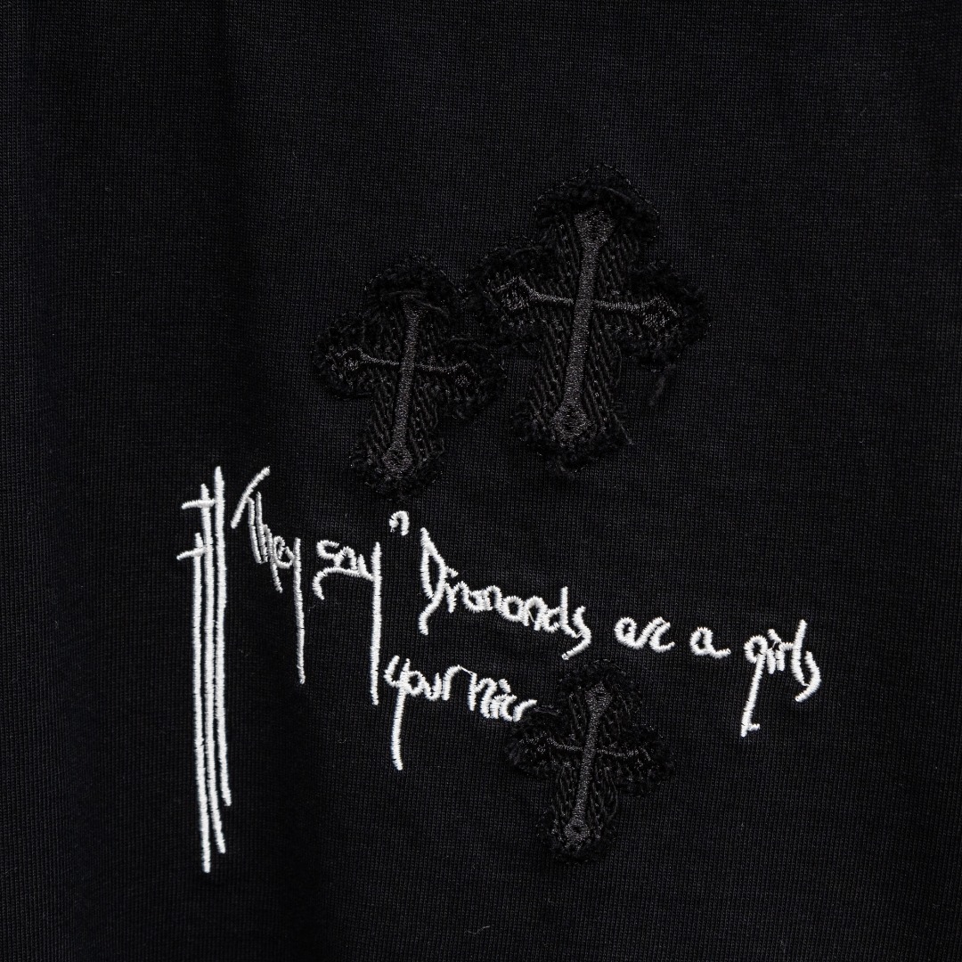 Chrome Hearts 款式：克罗心CH做旧破洞贴布刺绣工艺短袖