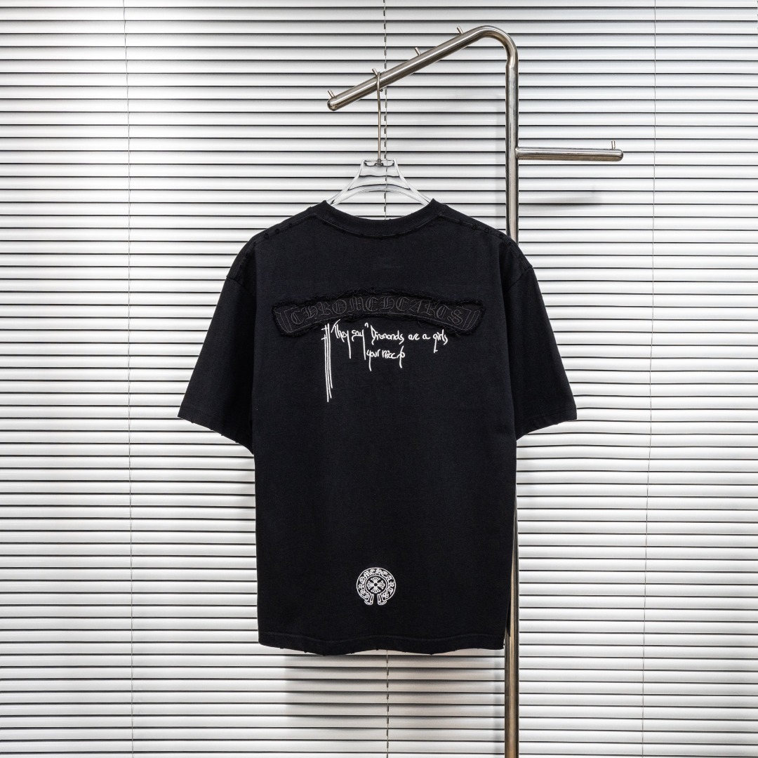 Chrome Hearts 款式：克罗心CH做旧破洞贴布刺绣工艺短袖