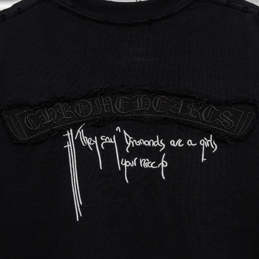 Chrome Hearts 款式：克罗心CH做旧破洞贴布刺绣工艺短袖