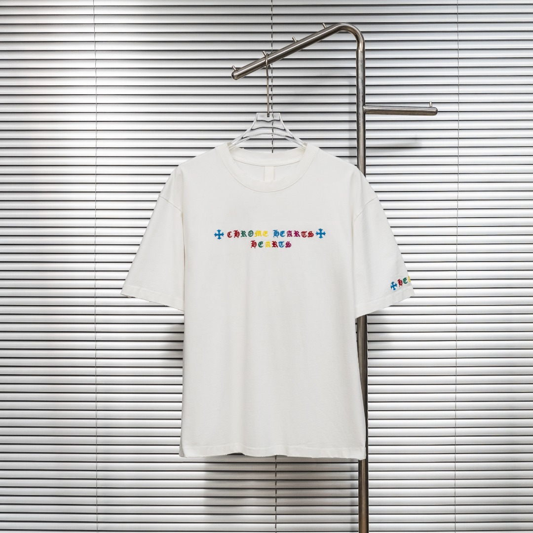 Chrome Hearts 款式：克罗心CH做旧破洞彩色渐变贴布刺绣工艺短袖