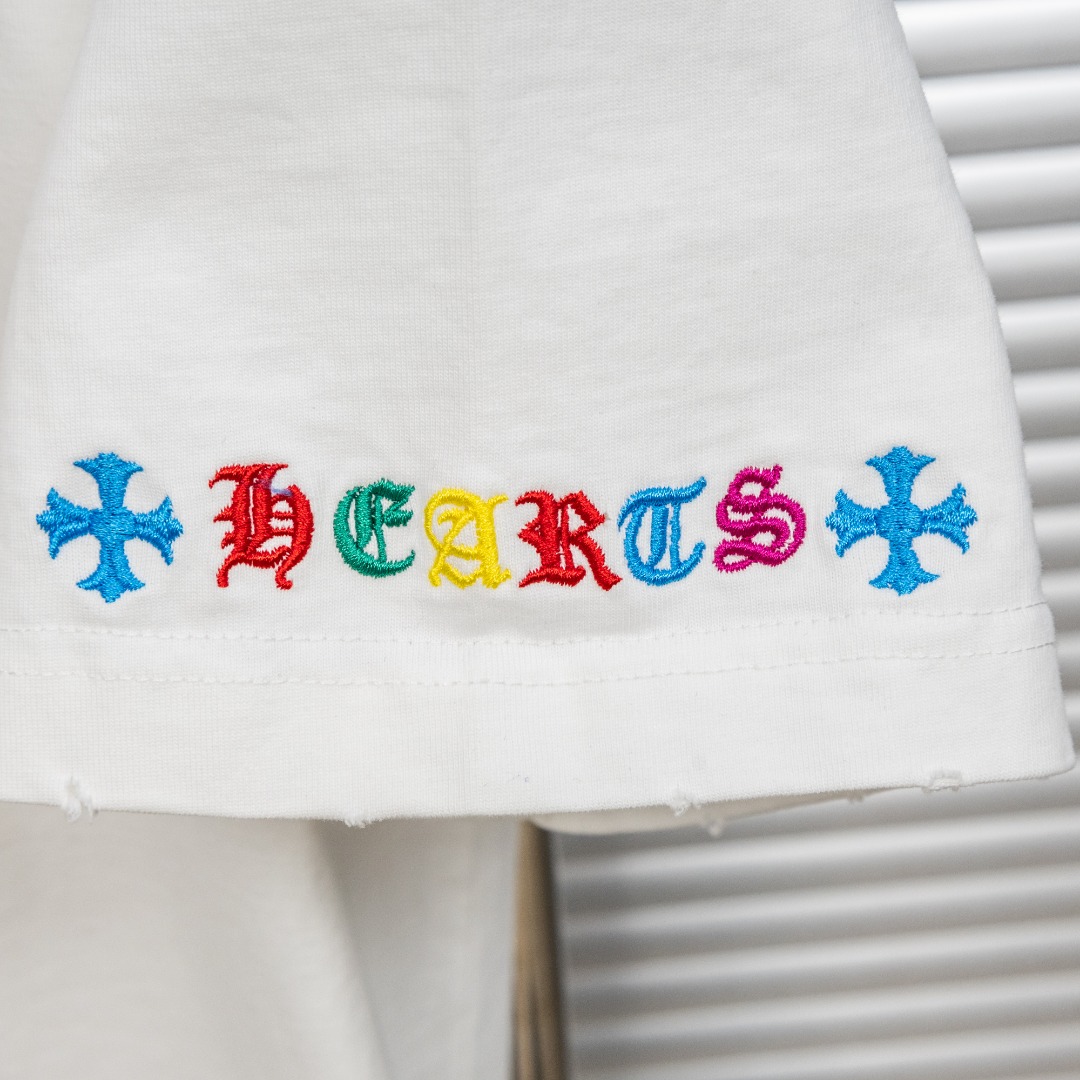 Chrome Hearts 款式：克罗心CH做旧破洞彩色渐变贴布刺绣工艺短袖