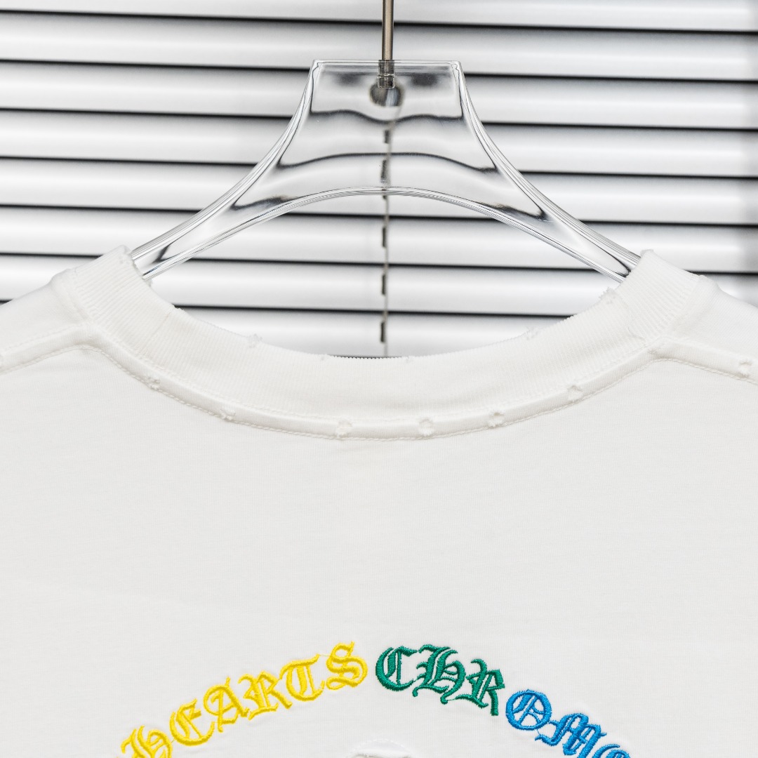 Chrome Hearts 款式：克罗心CH做旧破洞彩色渐变贴布刺绣工艺短袖