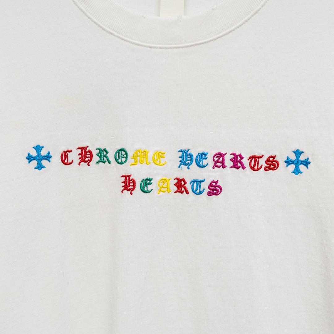 Chrome Hearts 款式：克罗心CH做旧破洞彩色渐变贴布刺绣工艺短袖