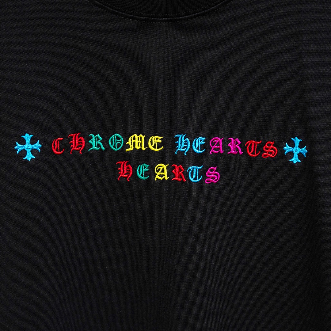 Chrome Hearts 款式：克罗心CH做旧破洞彩色渐变贴布刺绣工艺短袖