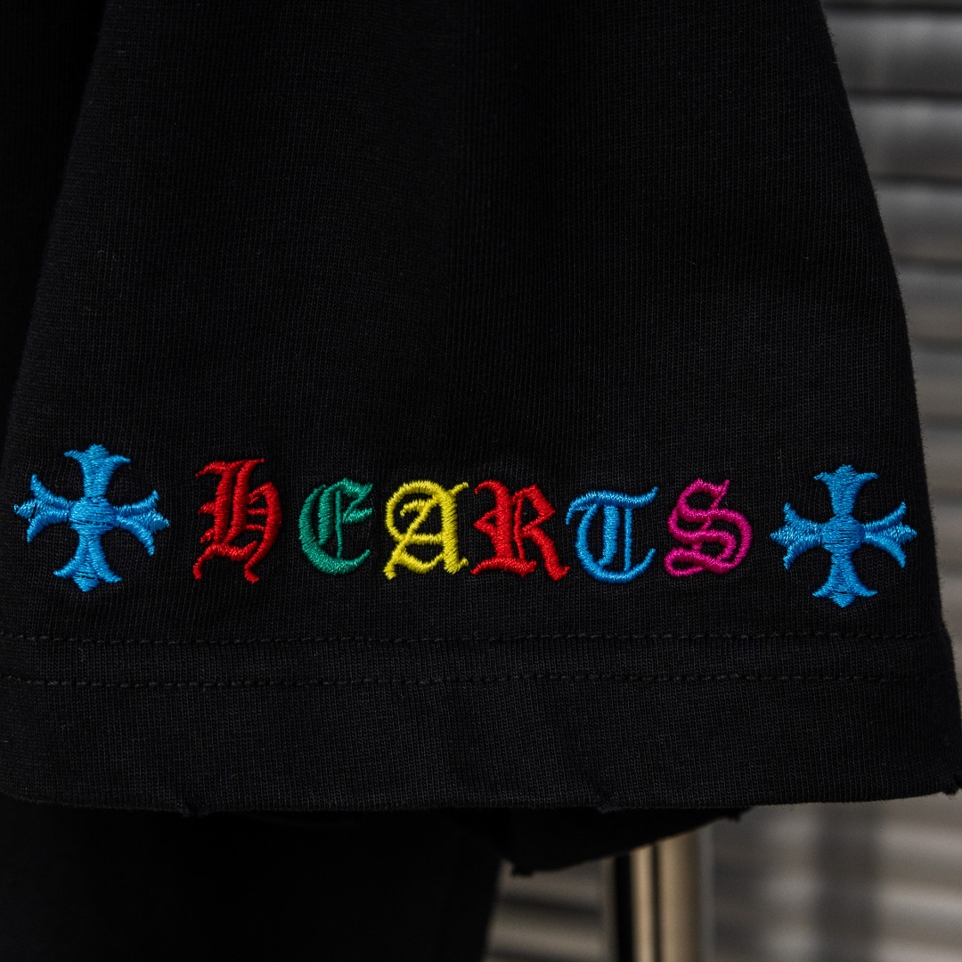 Chrome Hearts 款式：克罗心CH做旧破洞彩色渐变贴布刺绣工艺短袖