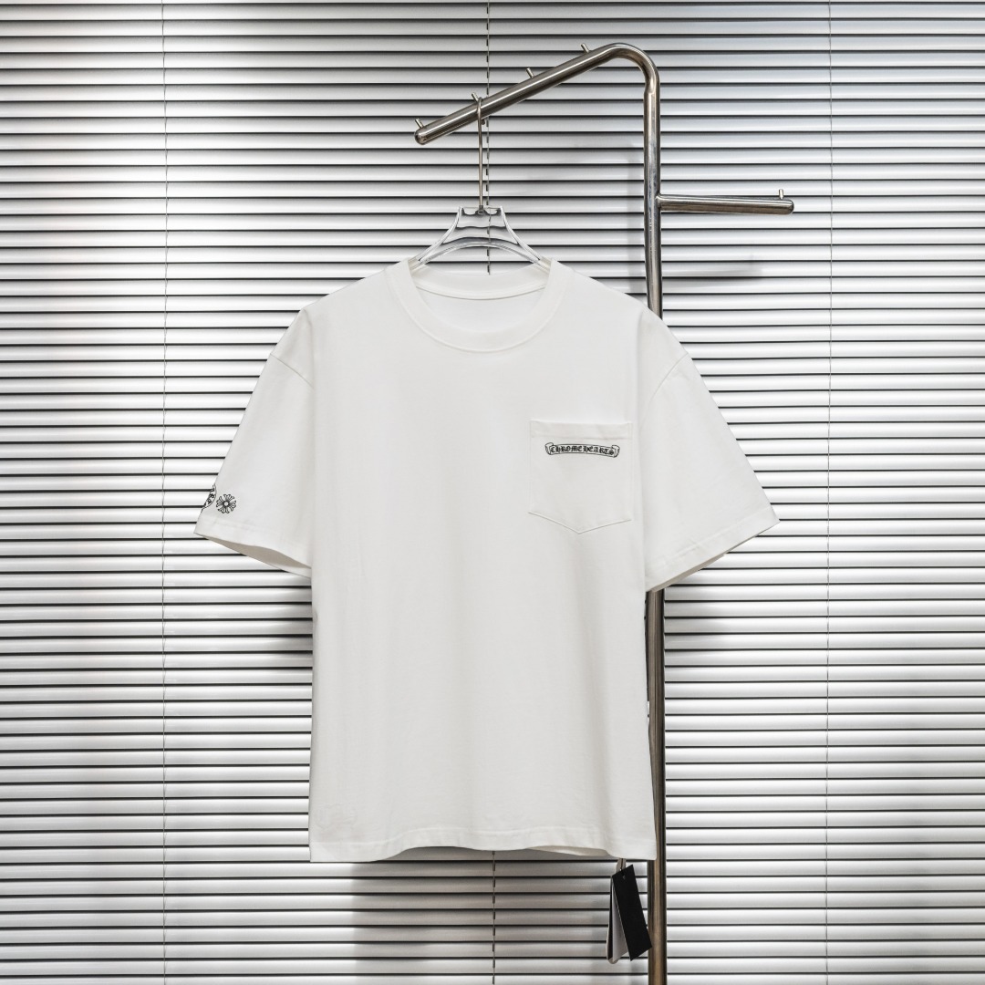 Chrome Hearts 款式：克罗心CH做旧破洞小口袋发泡工艺短袖