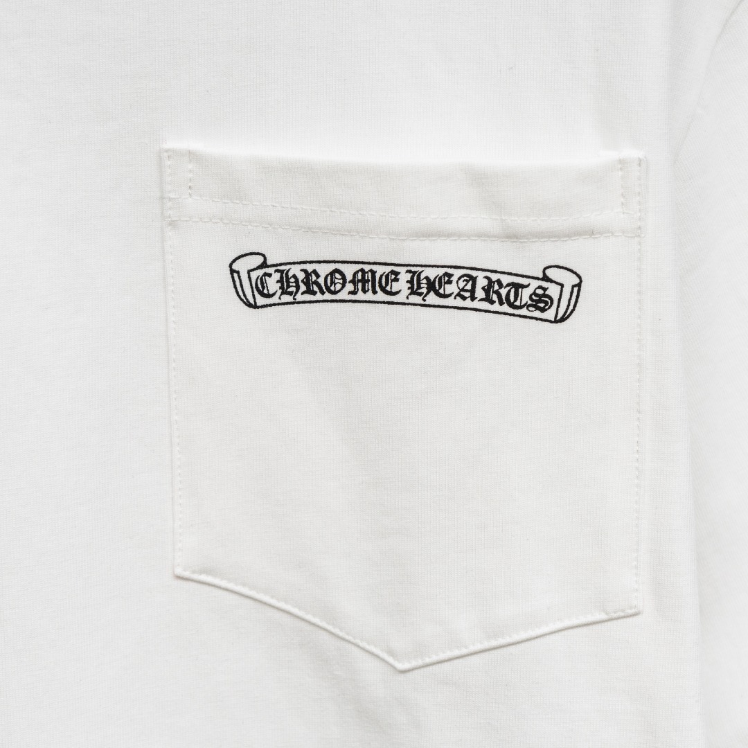 Chrome Hearts 款式：克罗心CH做旧破洞小口袋发泡工艺短袖
