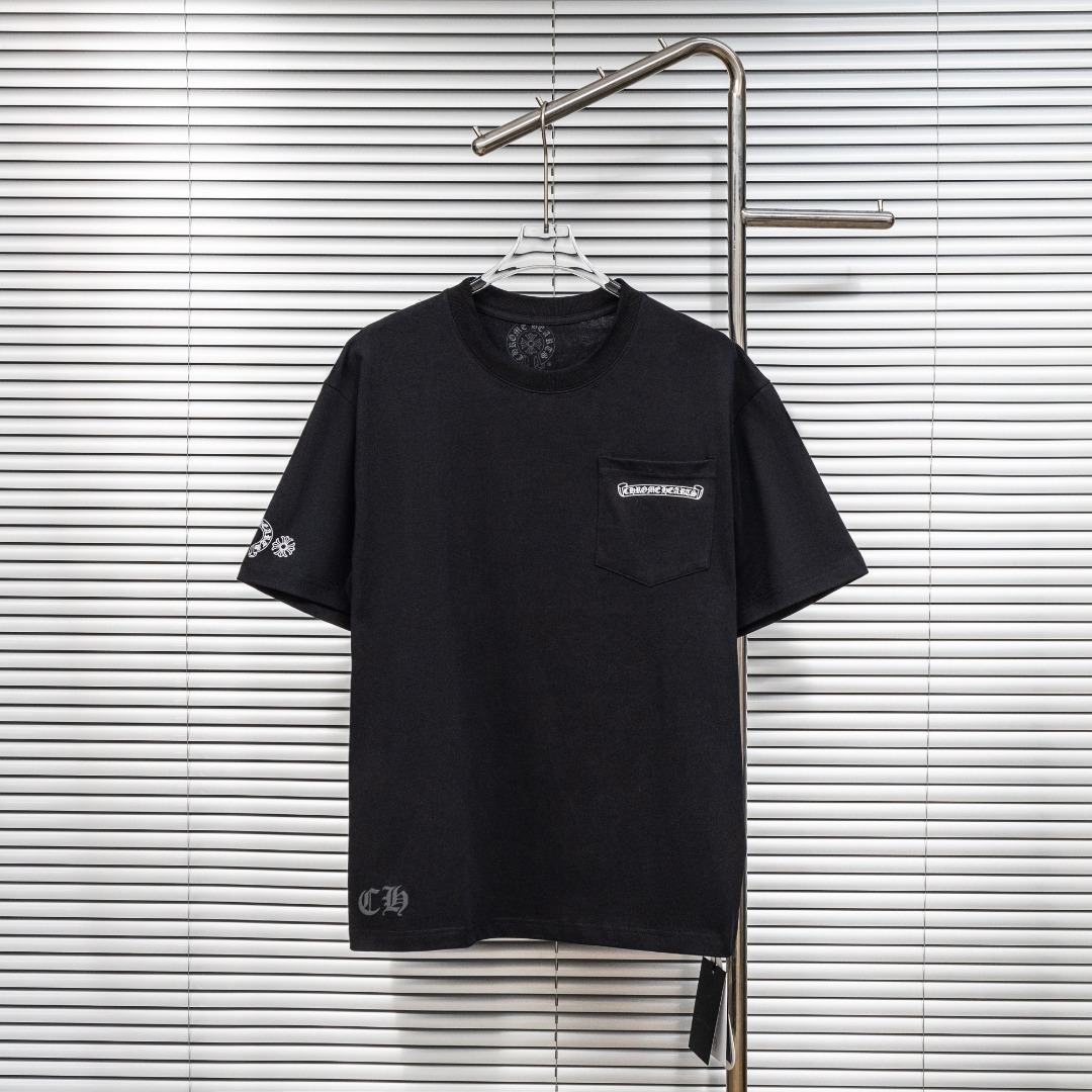 Chrome Hearts 款式：克罗心CH做旧破洞小口袋发泡工艺短袖