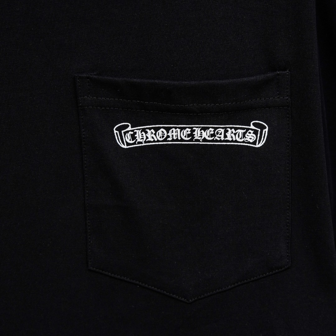 Chrome Hearts 款式：克罗心CH做旧破洞小口袋发泡工艺短袖