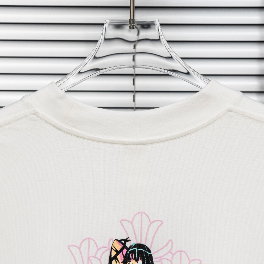 Chrome Hearts 款式：克罗心CH做旧破洞植绒LOGO 粉色女郎工艺短袖