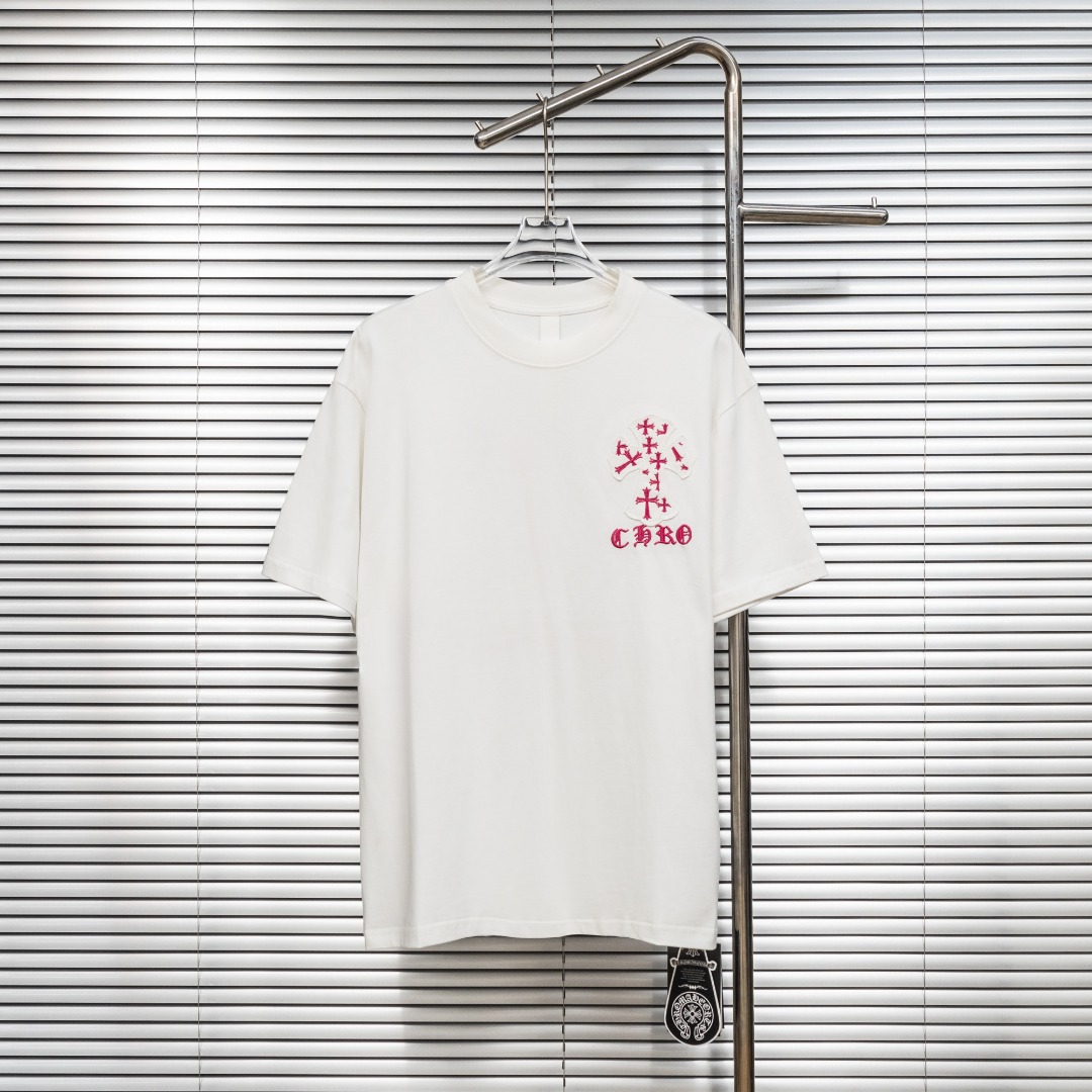 Chrome Hearts 款式：克罗心CH做旧破十字架拼接刺绣工艺短袖