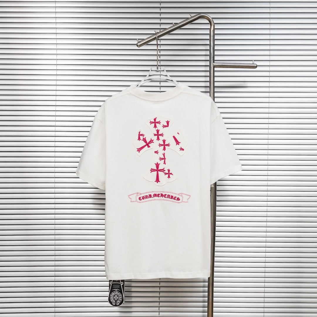 Chrome Hearts 款式：克罗心CH做旧破十字架拼接刺绣工艺短袖