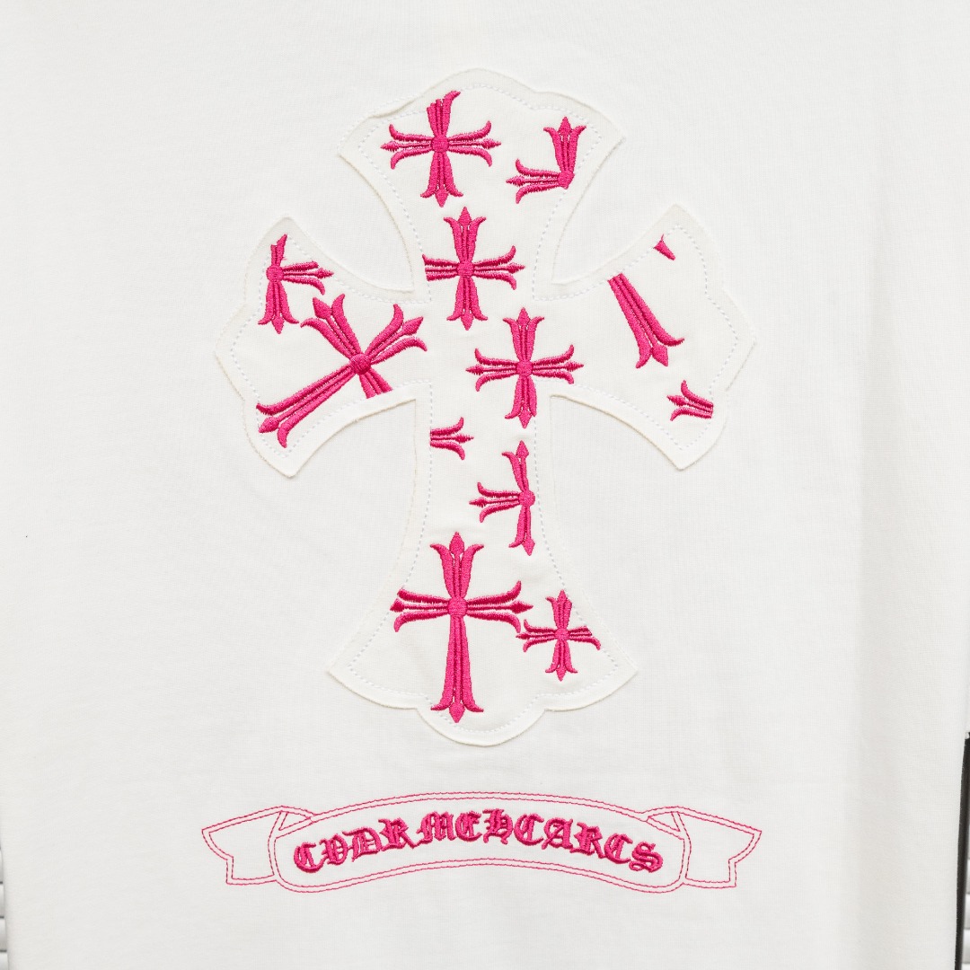 Chrome Hearts 款式：克罗心CH做旧破十字架拼接刺绣工艺短袖