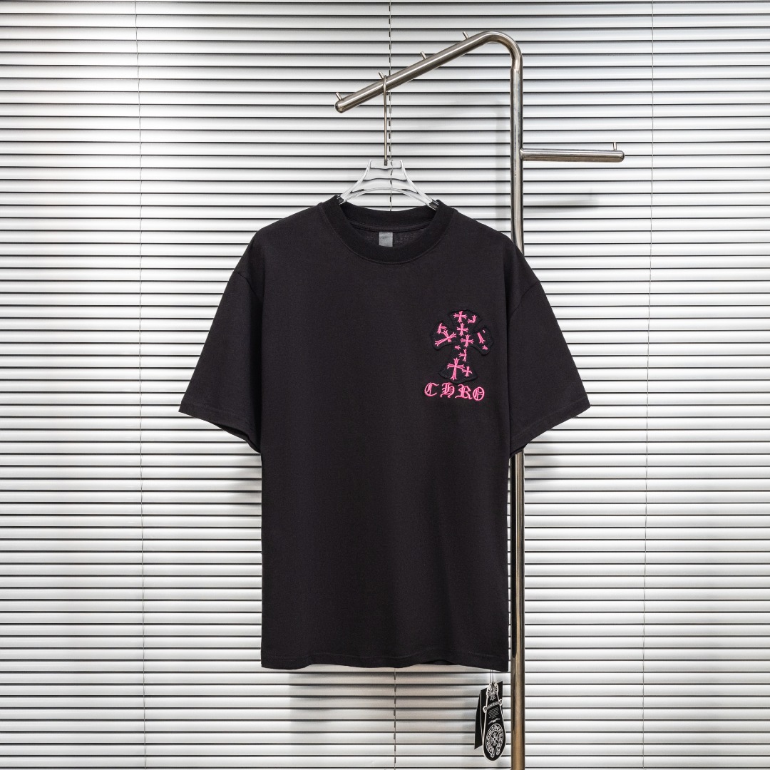 Chrome Hearts 款式：克罗心CH做旧破十字架拼接刺绣工艺短袖