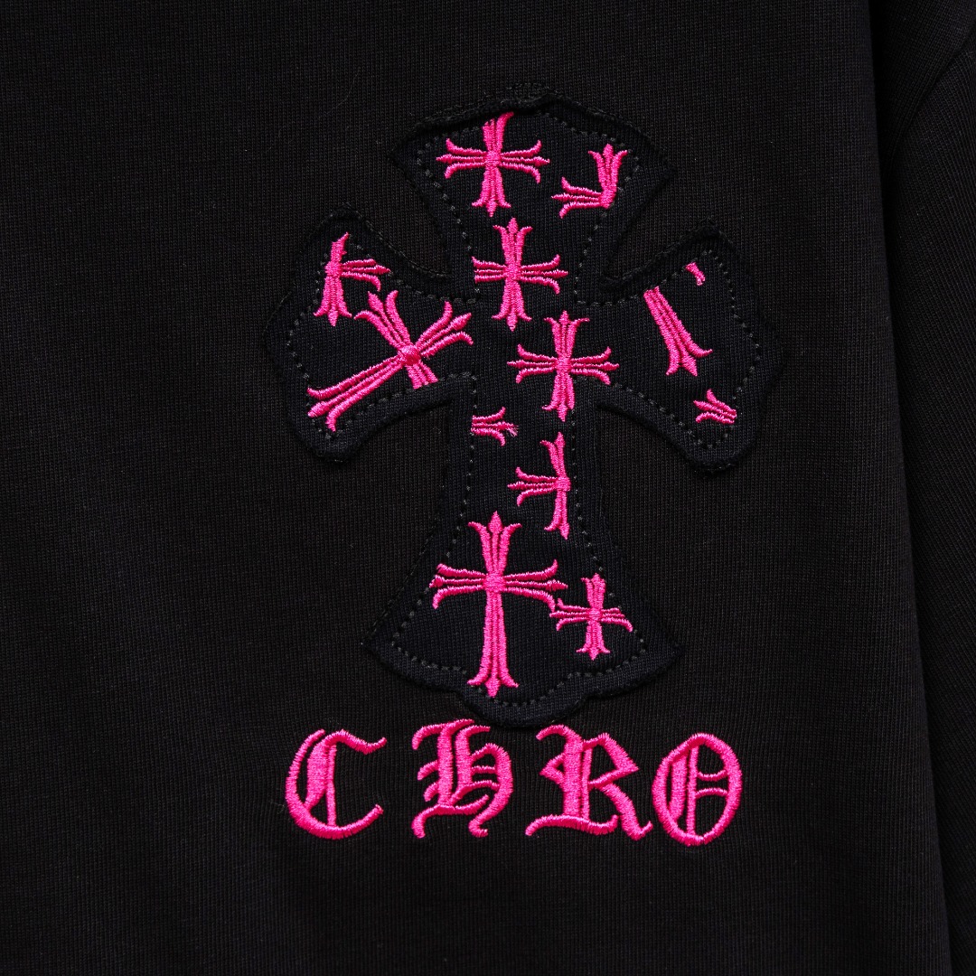Chrome Hearts 款式：克罗心CH做旧破十字架拼接刺绣工艺短袖