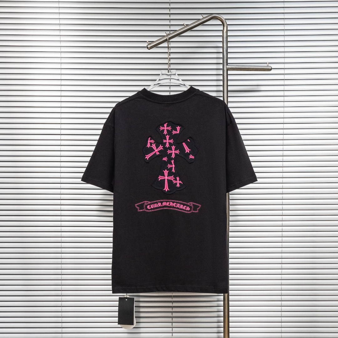 Chrome Hearts 款式：克罗心CH做旧破十字架拼接刺绣工艺短袖