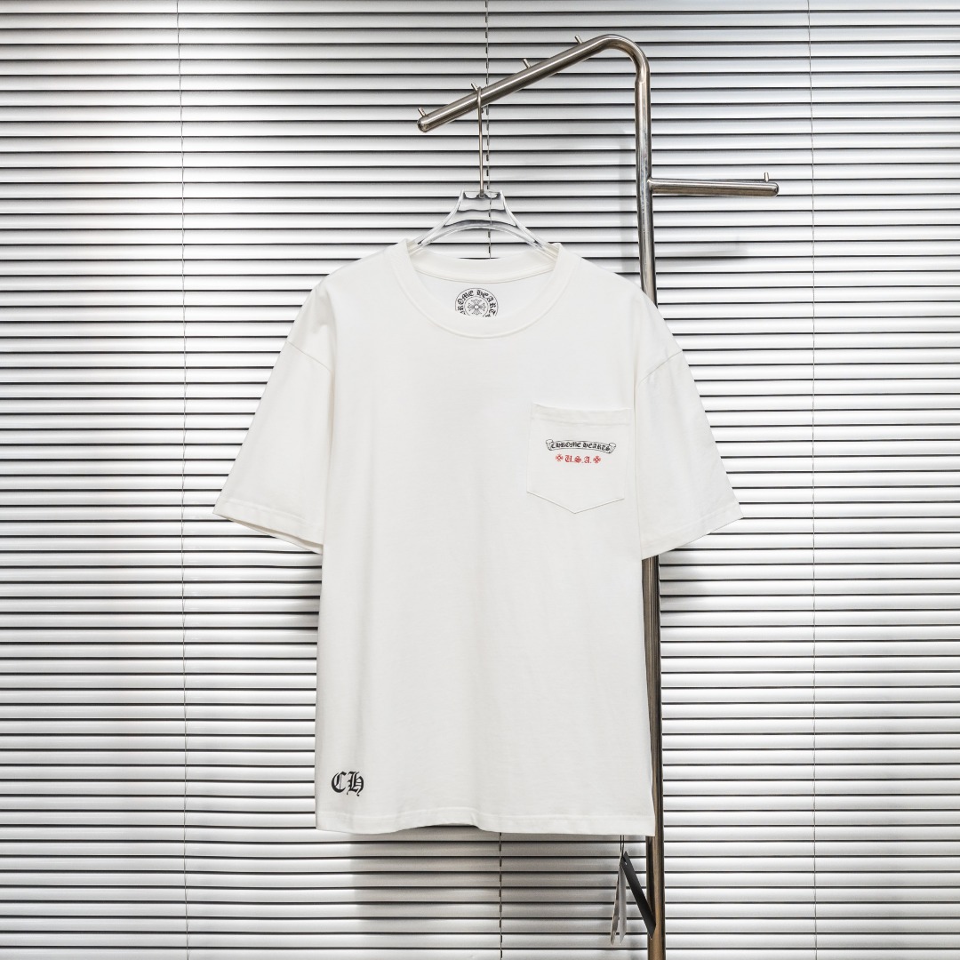 Chrome Hearts 款式：克罗心CH做旧小口袋植绒国旗工艺短袖